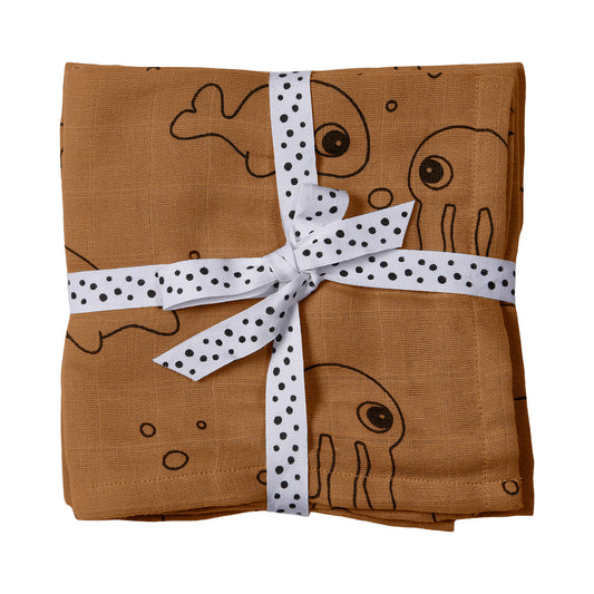 Musselindecke 2er Set - 120cm x 120cm