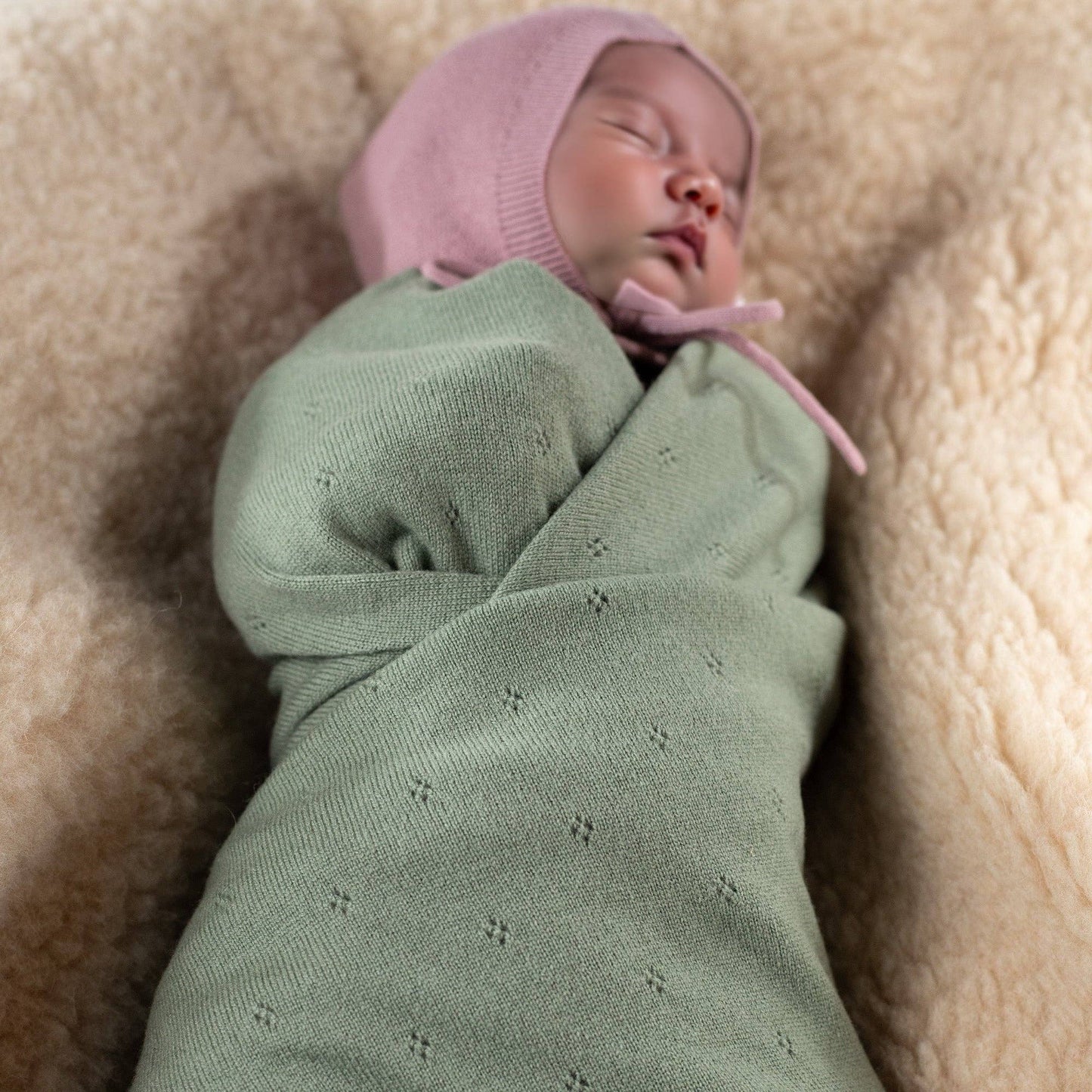 Wollen Babydecke - Pointelle Gestrickt - Merinowolle