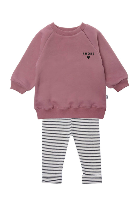 2tlg. Set mit Sweatshirt "amore" und Leggings