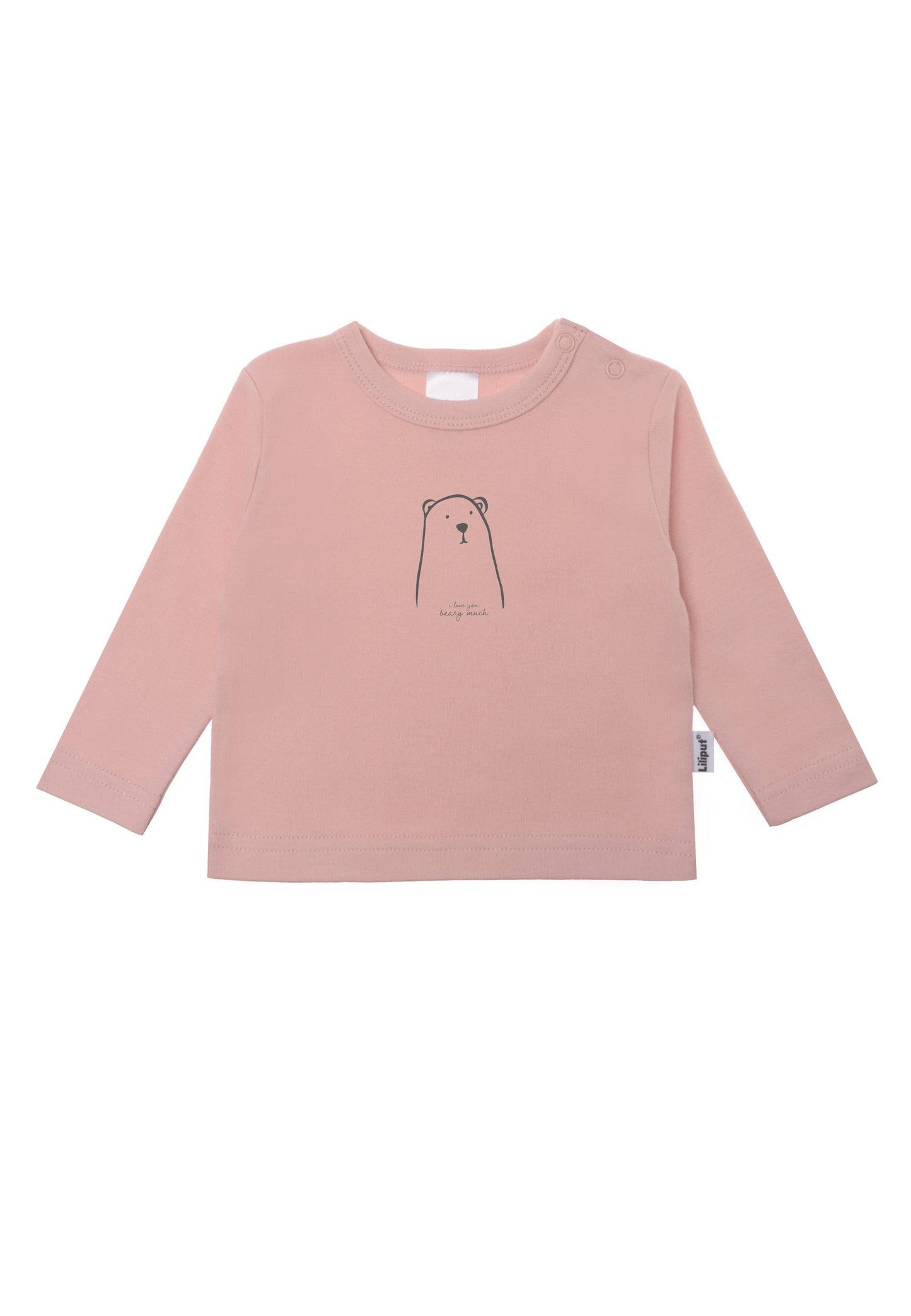 Langarmshirt in rosè mit Print Bär