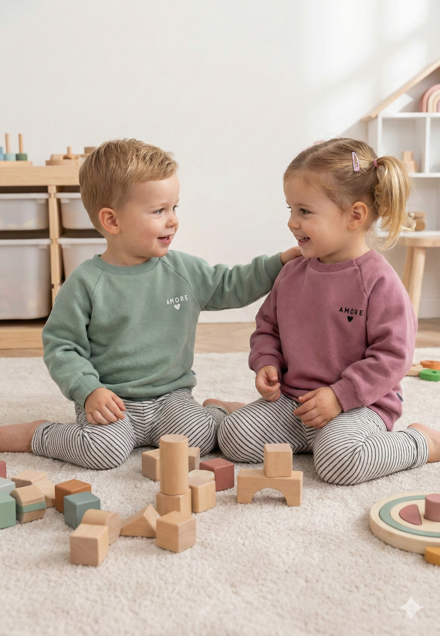 2tlg. Set mit Sweatshirt "amore" und Leggings