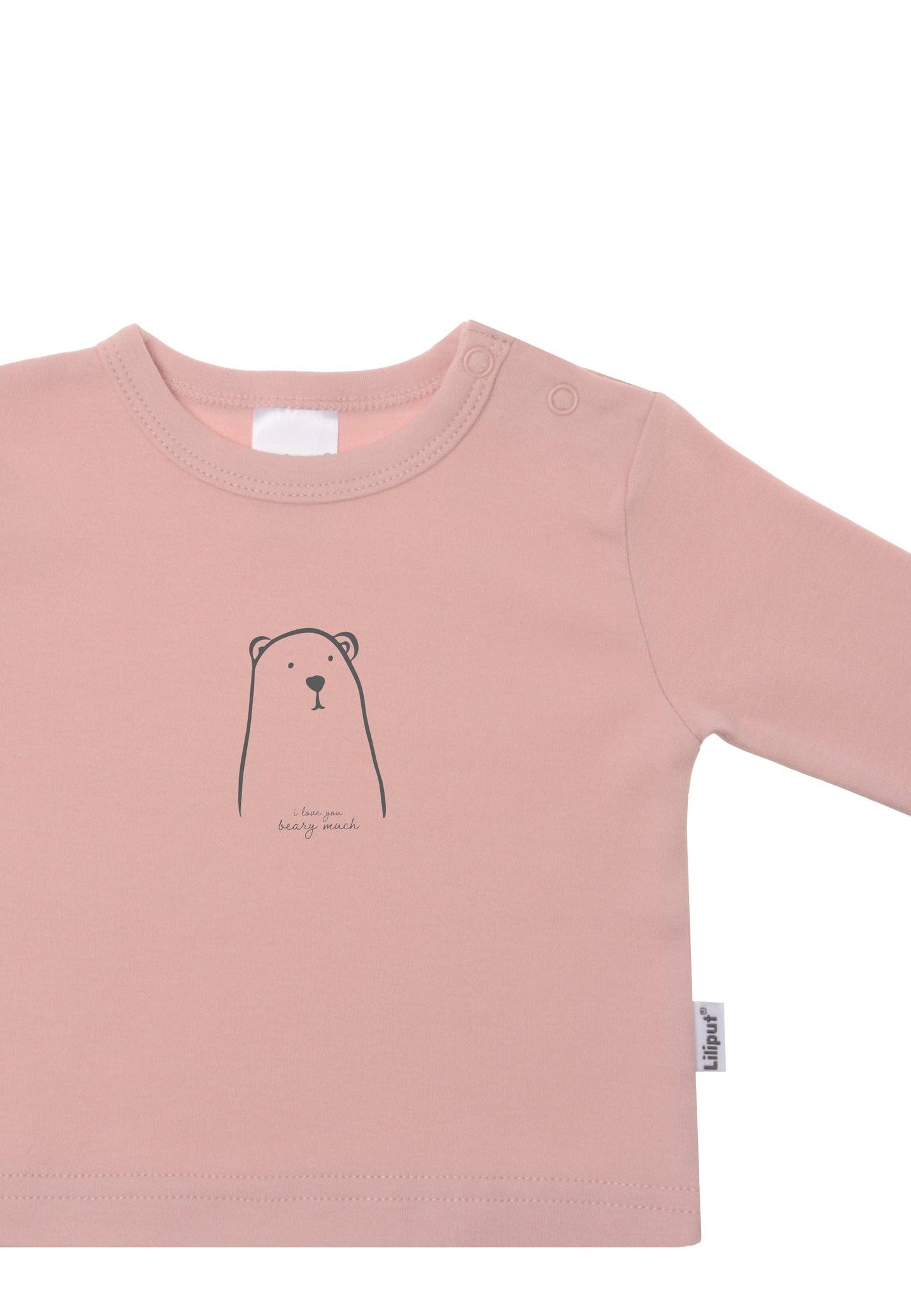 Langarmshirt in rosè mit Print Bär